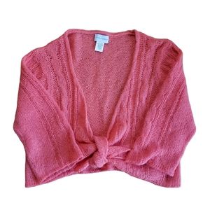 Soft Surroundings Cropped Cardigan Mohair Wool Blend 3/4 Sleeve Size L/XL